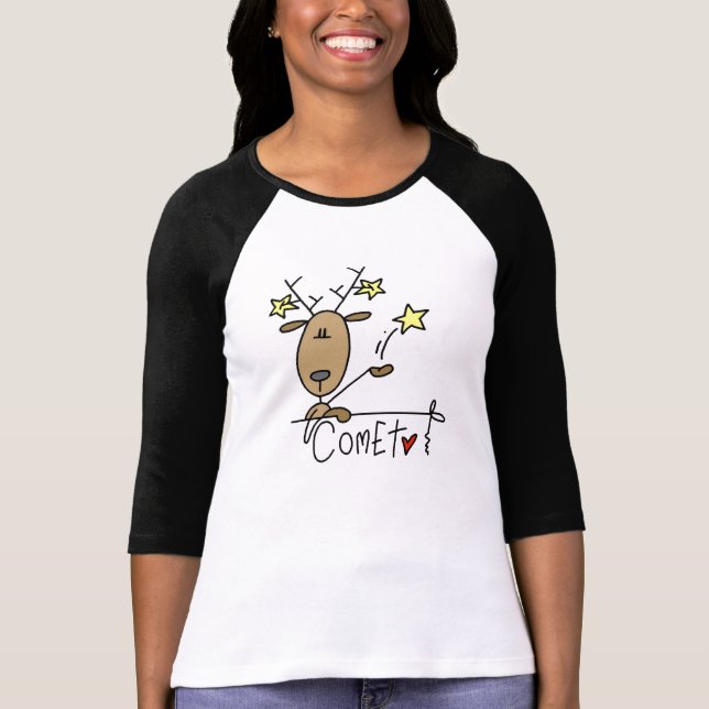 Camiseta e presentes do Natal da rena do cometa (Frente)