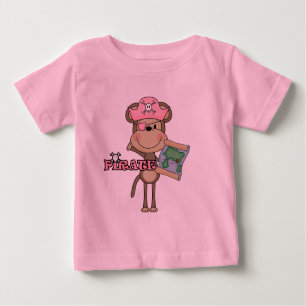 Camiseta e presentes do pirata da menina do macaco