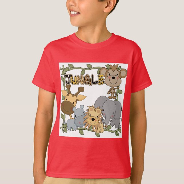 Camiseta e presentes dos animais da selva do bebê (Frente)