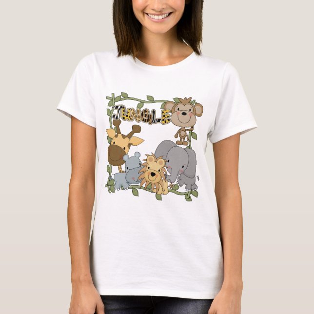 Camiseta e presentes dos animais da selva do bebê (Frente)
