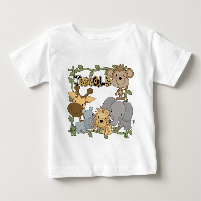 Camiseta e presentes dos animais da selva do bebê (Frente)