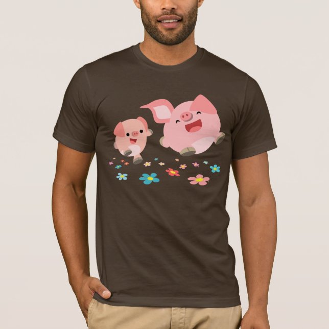 Camiseta É Primavera!!-Dois porcos bonitos de cartoon, cami (Frente)