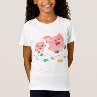 Camiseta É Primavera!!-Dois Porcos de Cartoon Bonitos Crian