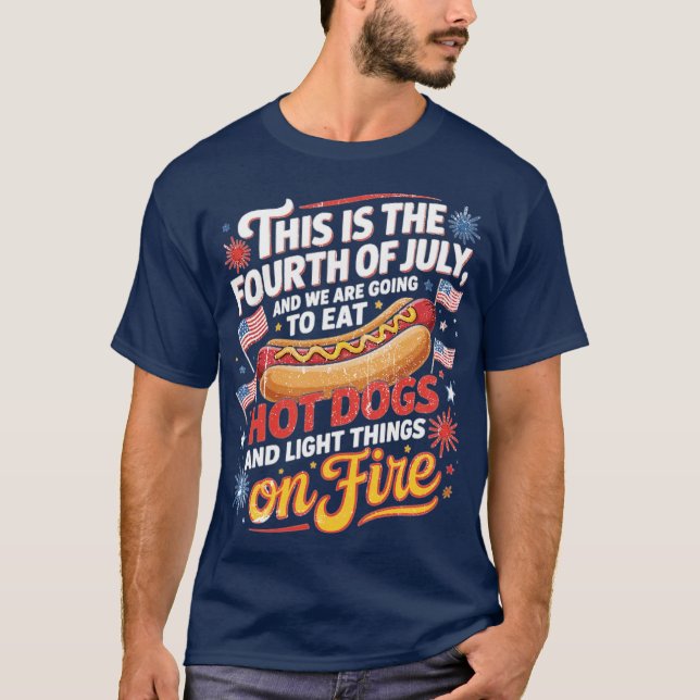 Camiseta É Quatro De Julho E Vamos Comer (Frente)
