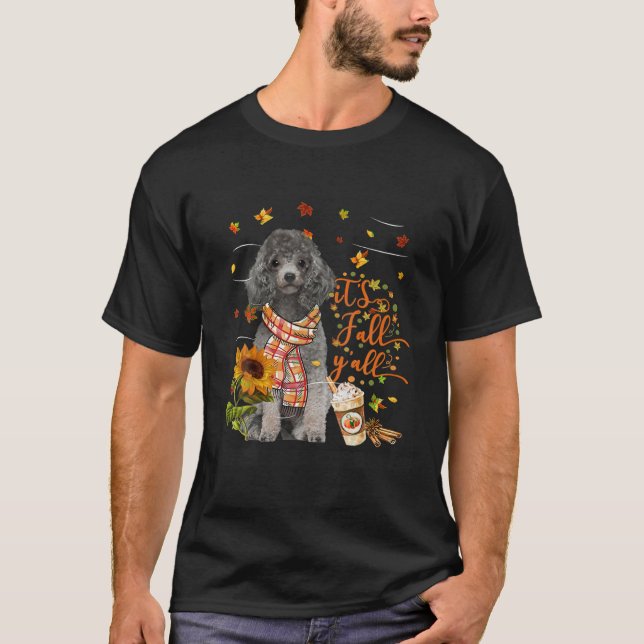Camiseta É Queda Todos Os Cachorros de Poodle Miniatura Açã (Frente)