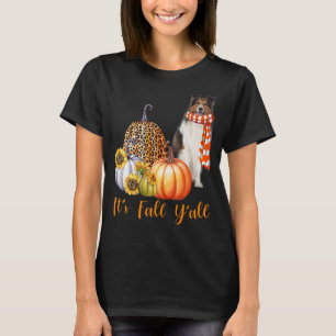 Camiseta É Queda Vocês todos Sheltie Dog Leopard Pumpkin Fa