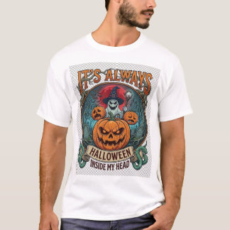 Camiseta É Sempre Halloween Dentro da Cabeça Abóbora Fantas