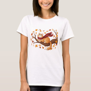 Camiseta É "T-Shirt" de outono - Folha de Gato de Ação de G