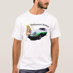Camiseta E-tipo entalhe com a menina quente do gato