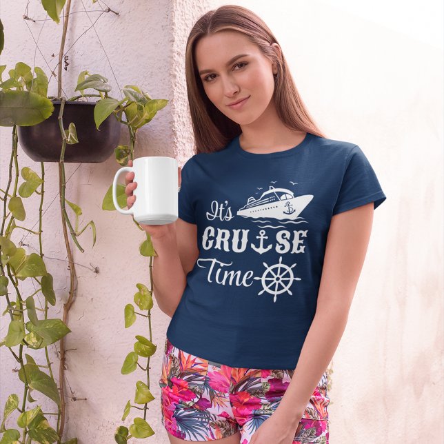 Camiseta É Tipografia Branca do Cruise Time (Criador carregado)