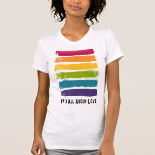 Camiseta É toda sobre o t-shirt do arco-íris do amor