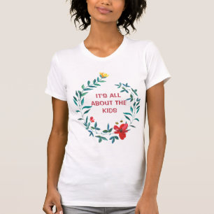 Camiseta É tudo sobre as Crianças Vermelho e Azul Floral Wr