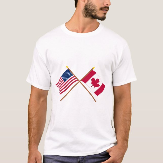 Camiseta E.U. e bandeiras cruzadas Canadá (Frente)
