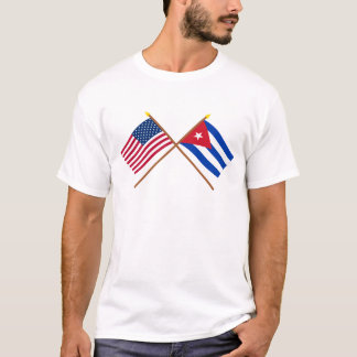 Camiseta E.U. e bandeiras cruzadas Cuba