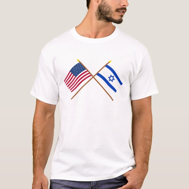 Camiseta E.U. e bandeiras cruzadas Israel (Frente)