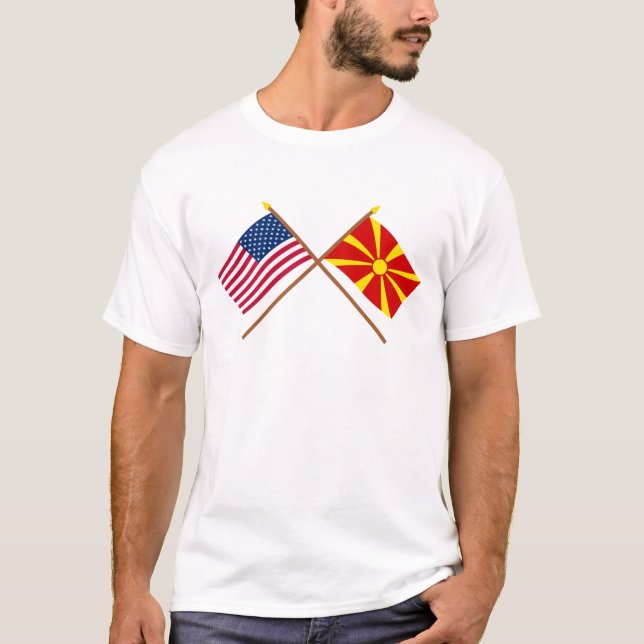Camiseta E.U. e bandeiras cruzadas Macedónia (Frente)