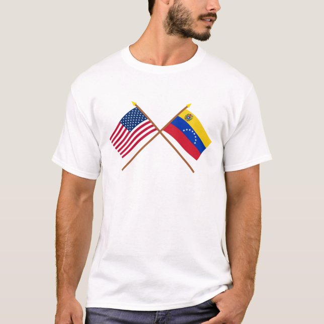 Camiseta E.U. e bandeiras cruzadas Venezuela (Frente)