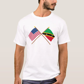 Camiseta E.U. e rua Kitts & bandeiras cruzadas Nevis