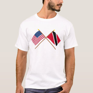 Camiseta E.U. e Trinidad & bandeiras cruzadas Tobago