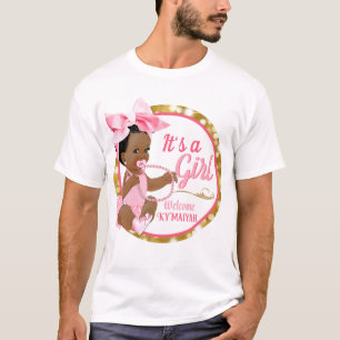 Camiseta É um Arco e pérolas cor-de-rosa para uma menina ét