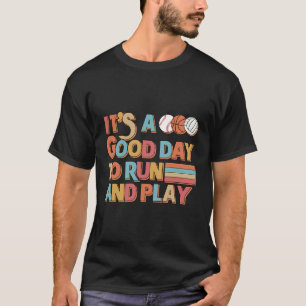 Camiseta É Um Bom Dia Correr E Jogar Pe Professora Retro