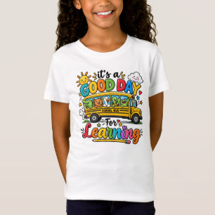 Camiseta É Um Bom Dia Para Aprender Crianças de Ônibus Esco