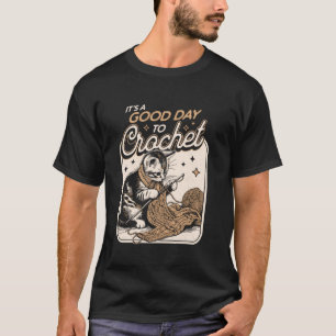 Camiseta É um Bom Dia para Crochê de Gato - Amantes de Croc