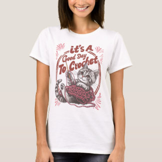 Camiseta É um bom dia para Crochet Cute Kitten em Yarn