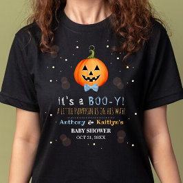 Camiseta É um Boo-y! Chá de fraldas de Halloween de Pequeno