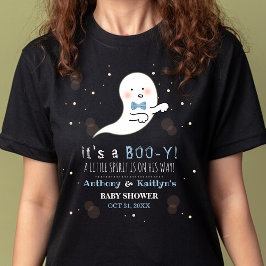 Camiseta É um Boo-y! Pequeno Chá de fraldas de Halloween
