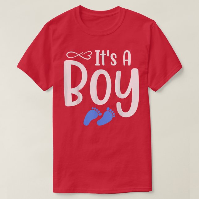 Camiseta É um Chá de fraldas de Menino Azul. (Frente do Design)