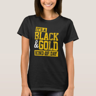 Camiseta É Um Dia Tipo Preto E Dourado Cores Favoritas Vi