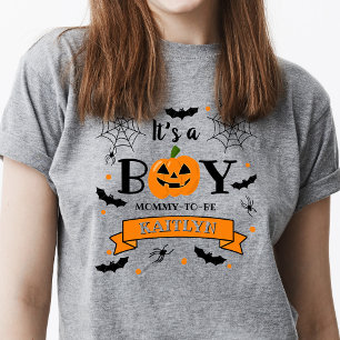 Camiseta "É um garoto" Chá de fraldas de abóbora