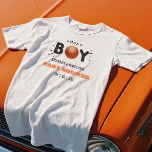 Camiseta É um menino! Chá de fraldas de Basquete Themed Co-