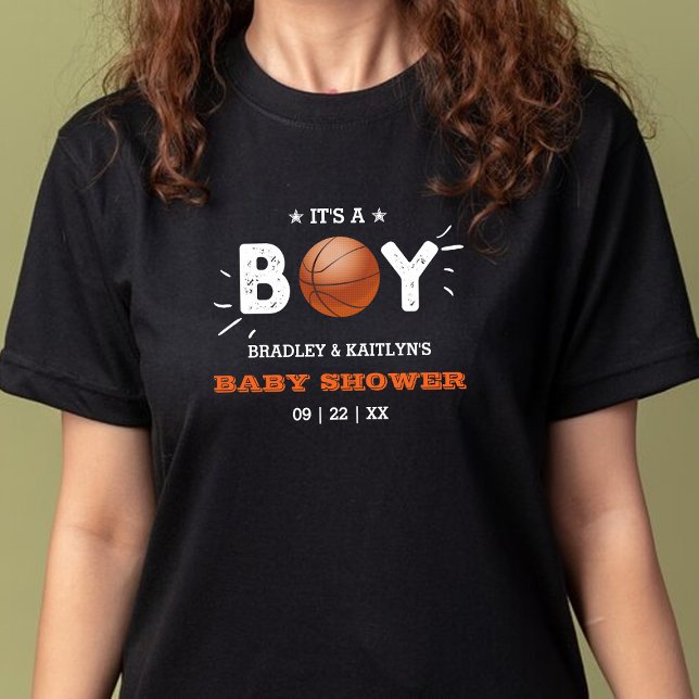 Camiseta É um menino! Chá de fraldas de Basquete Themed Co- (Criador carregado)