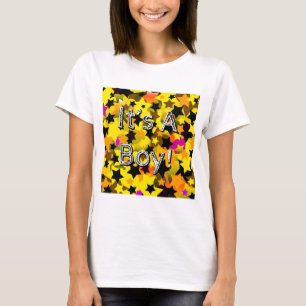 Camiseta É um menino! Estrelas Amarelo