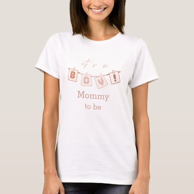 Camiseta É um menino! Mamãe de Notedry Gingham (Frente)