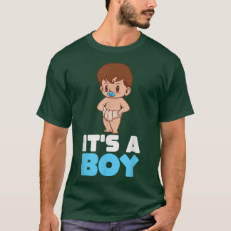 Camiseta É Um Menino Sexo Chá de fraldas Kawaii Cute Ba