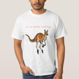Camiseta É um Natal Aussie com um canguru vermelho