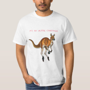 Camiseta É um Natal Australiano com um Canguru Vermelho