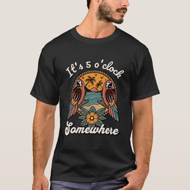 Camiseta É Um Relógio De 5 Euros™Em Algum Lugar Parrot Summ (Frente)