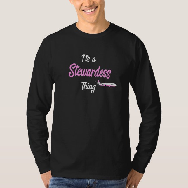 Camiseta É uma aeromoça, voo A de avião de aviação (Frente)