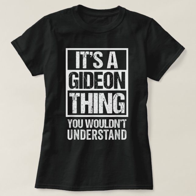 Camiseta É uma coisa de gideon que você não entenderia prim (Frente do Design)