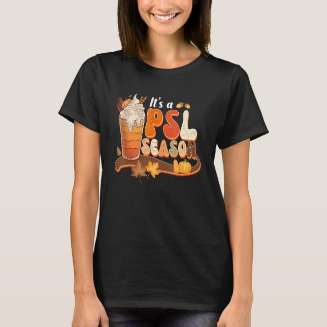 Camiseta É Uma Época De Psl Retro Pumpkin Spice Fall Vibes  (Frente)