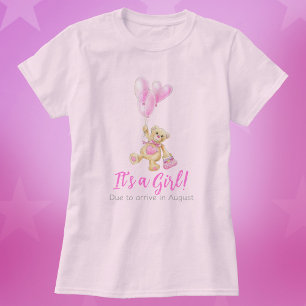Camiseta É uma gravidez de menina devido a um urso de pelúc