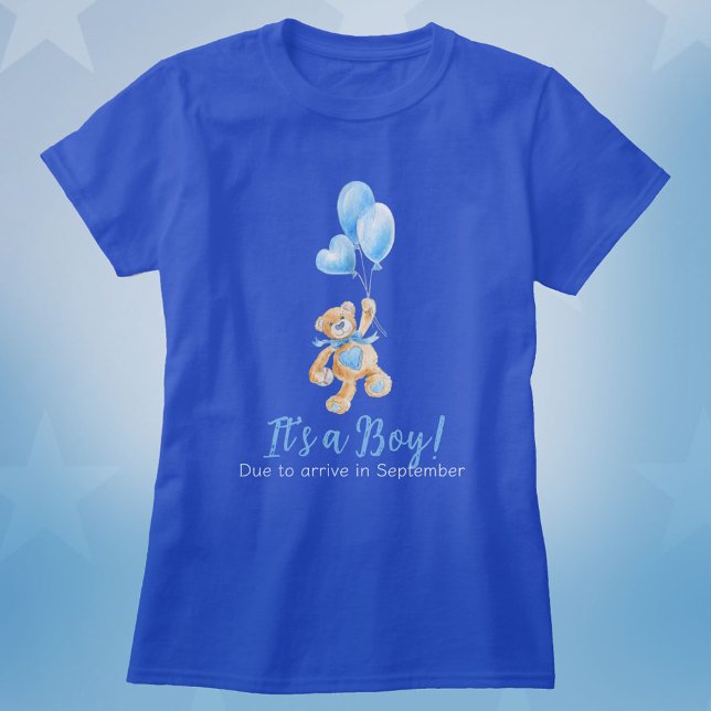 Camiseta É uma gravidez de menino devido a um urso de pelúc (Criador carregado)