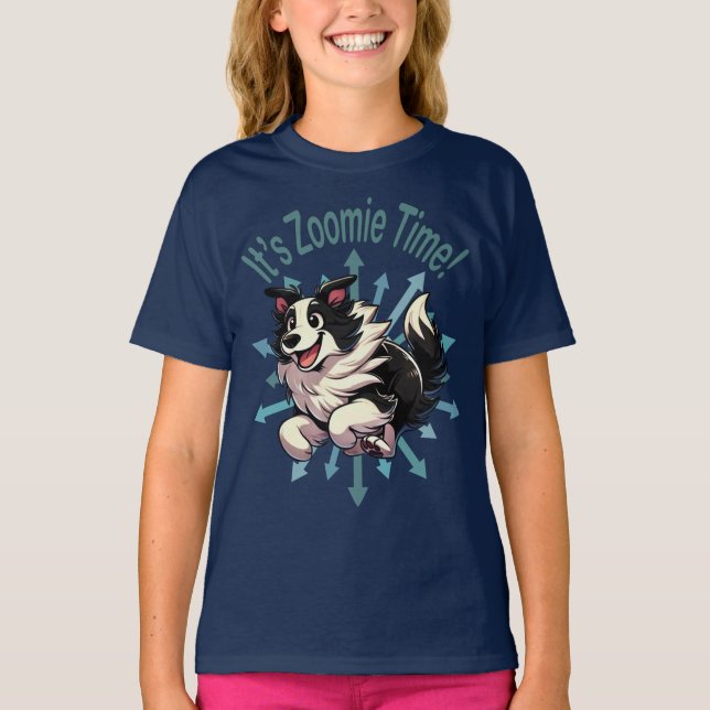 Camiseta É Zoomie Time Border Collie (Frente)
