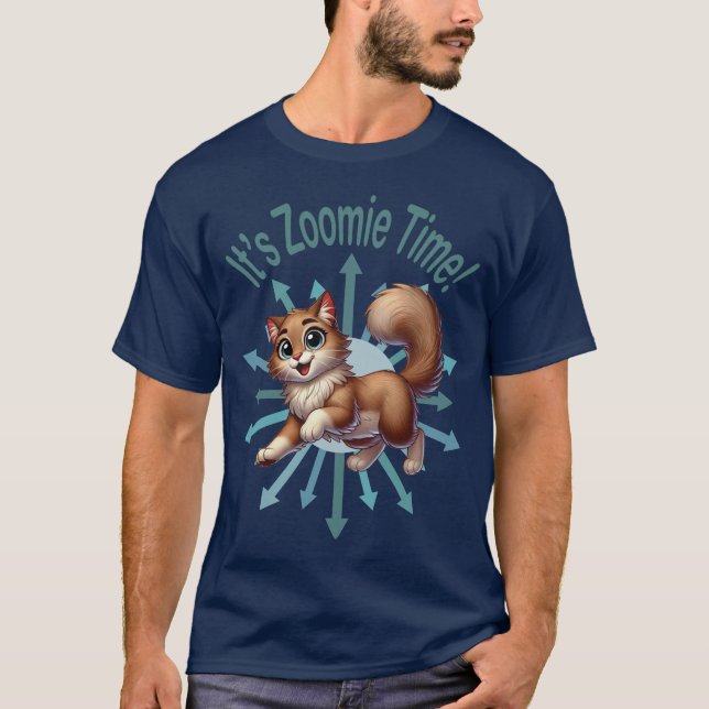Camiseta É Zoomie Time Brown e Gato Branco (Frente)