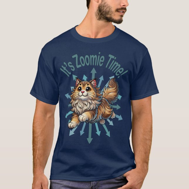 Camiseta É Zoomie Time, Gato de Floresta Norueguesa (Frente)