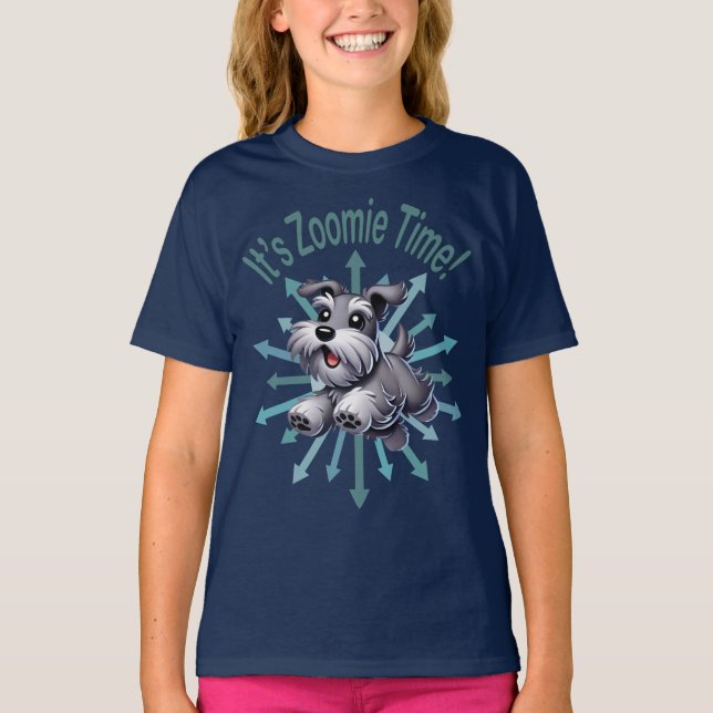 Camiseta É Zoomie Time Miniature Schnauzer (Frente)